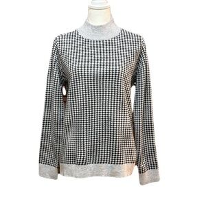 Calvin Klein Black Gray Houndstooth Mockneck Sweater Women's Size M